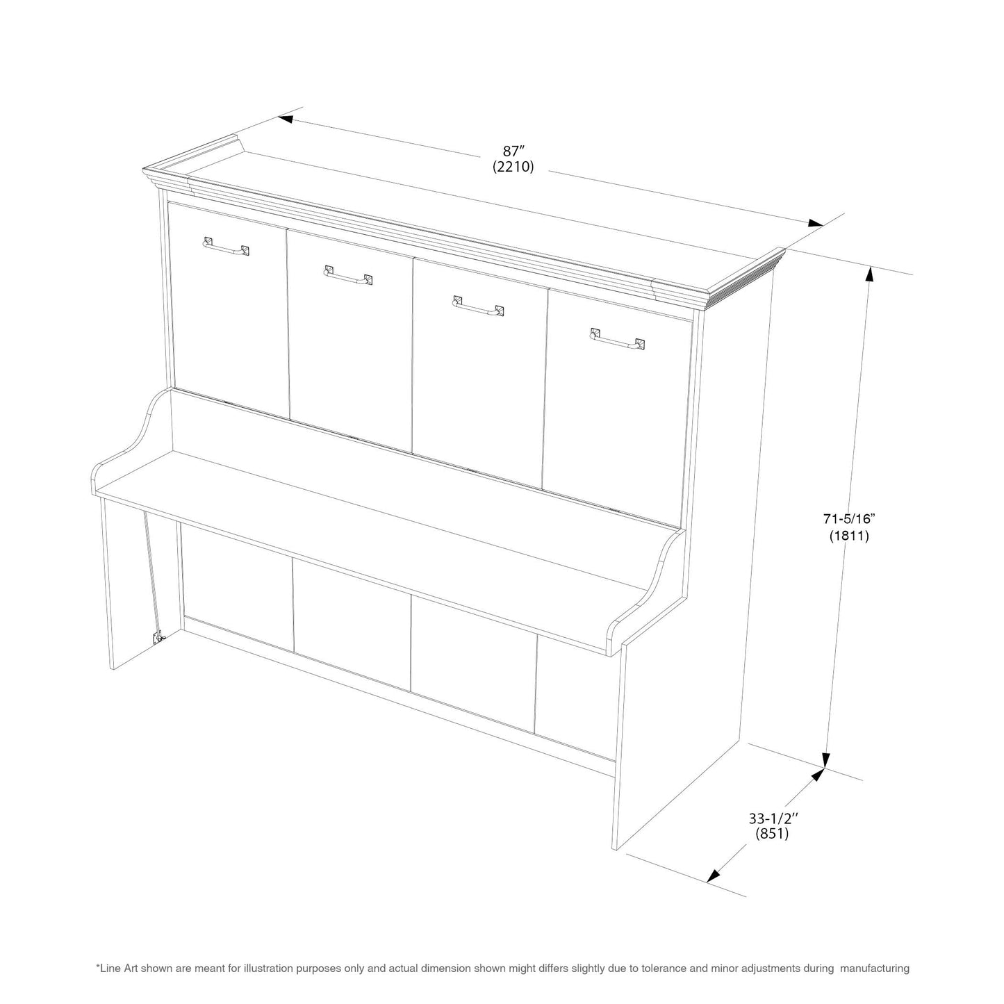 Adonis Queen Murphy Bed with Desk