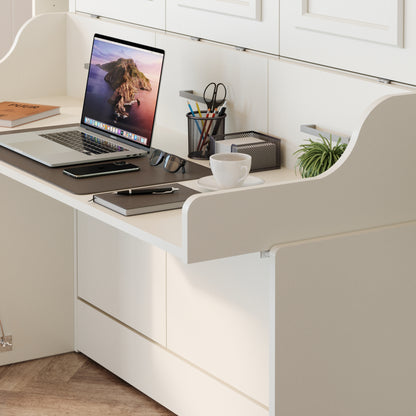Aegis Queen Murphy Bed with Desk and Integrated Storage - USB Powered