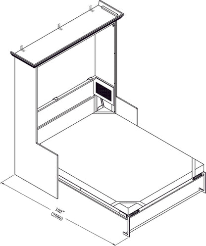 Aegis Queen Murphy Bed with Desk - USB Powered