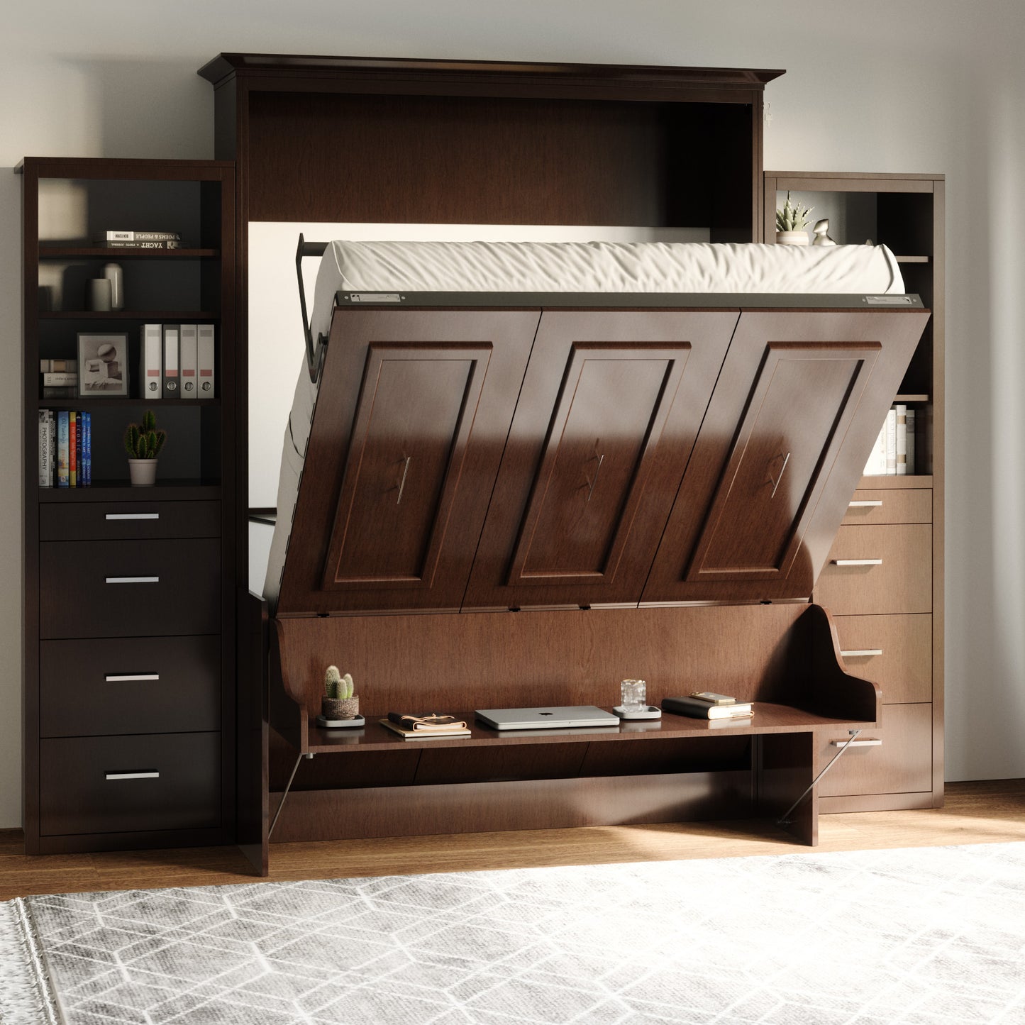 Carsyn Queen Murphy Bed with Desk and Double Side Towers