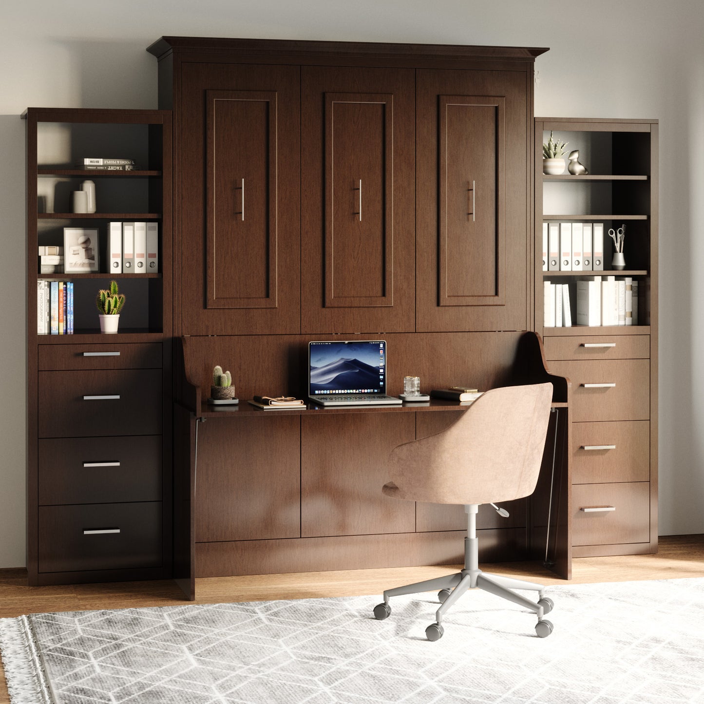 Carsyn Queen Murphy Bed with Desk and Double Side Towers