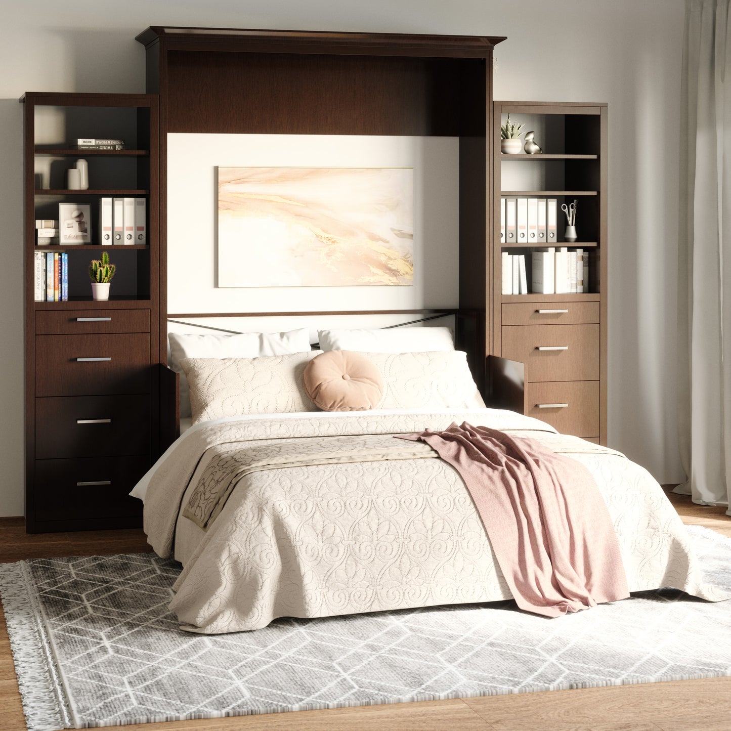 Carsyn Queen Murphy Bed with Desk and Double Side Towers