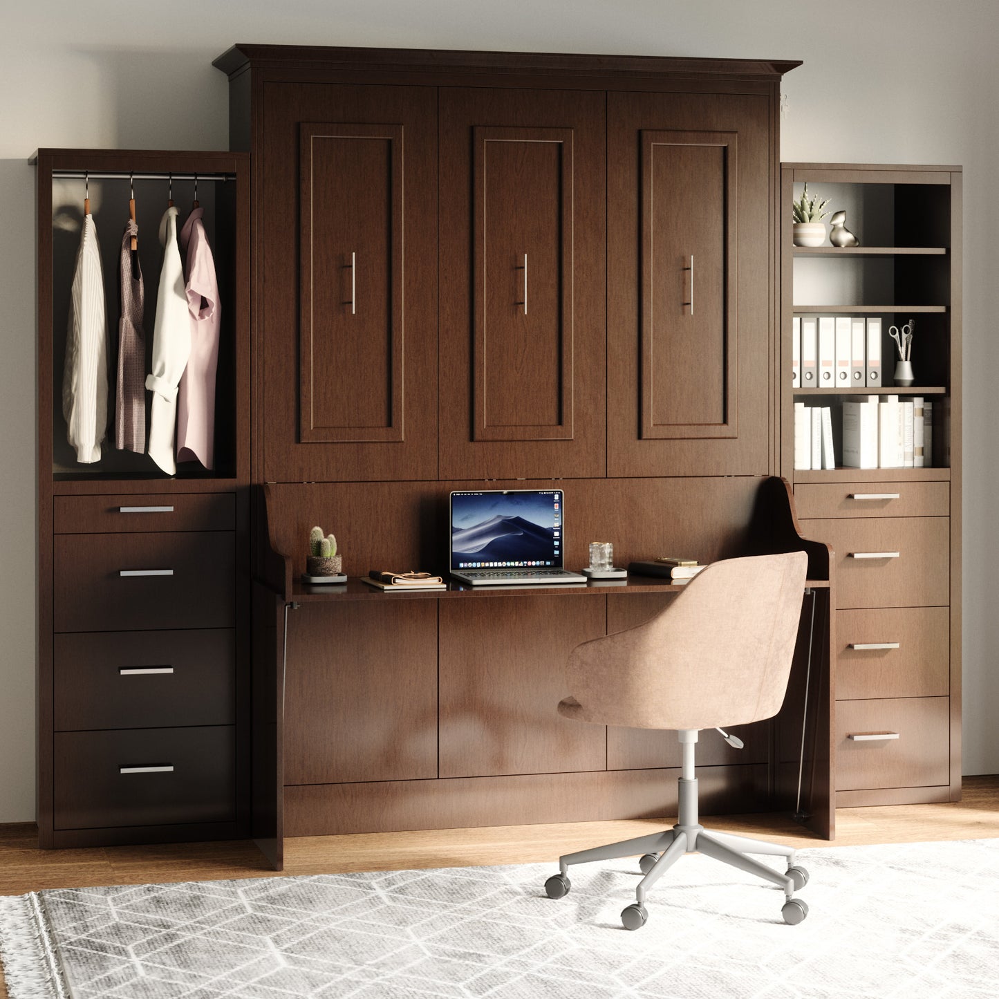 Carsyn Queen Murphy Bed with Desk and Double Side Towers